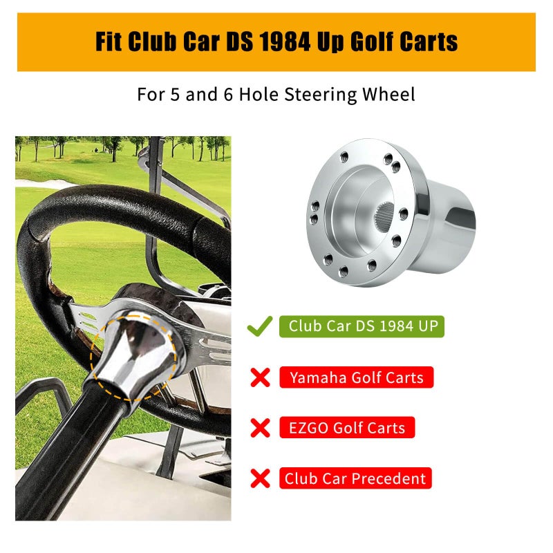 MOSNAI Club Car DS Steering Wheel Adapter Hub for Club Car DS 1984+ Golf Cart with 5-6 Holes Golf Cart Steering Wheel - Image 4